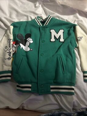 Disney Green and White Mickey Varsity Jacket